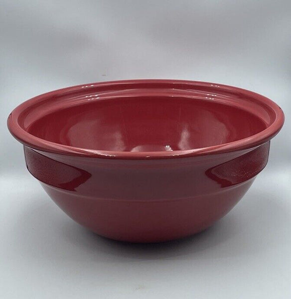 Emile Henry Hand-Crafted in France Red Ceramic 11 Inch Mixing Bowl Medium Size