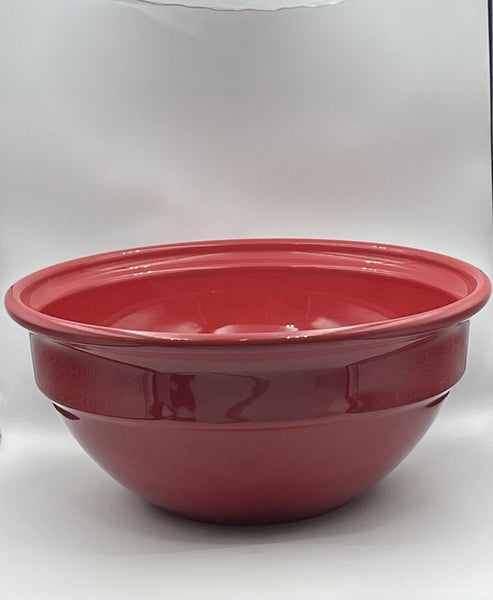 Emile Henry Hand-Crafted in France Red Ceramic 12x6 In Mixing Bowl Large Size