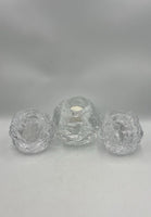 KOSTA BODA Crystal Snowball Votive Candle Holders Sweden Set Of 3 With Candles